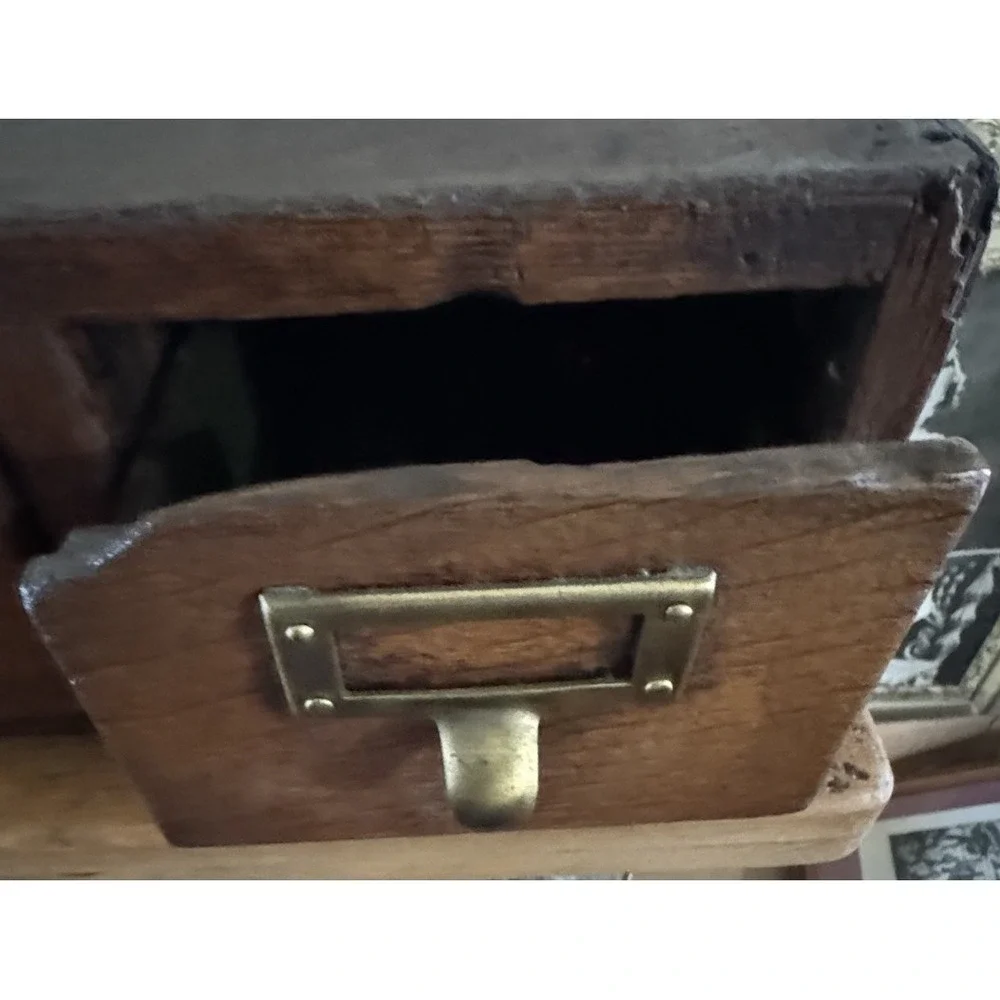 Antique Remington Rand Card Catalog 2 Drawer Library File Box Dovetail Oak